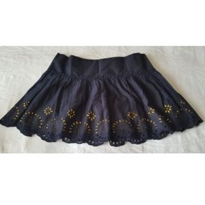 Jalate Eyelet A-Line Micro Mini Eyelet Laser Cut Skirt Junior Sz L Navy Blue New